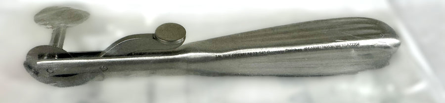 An Integra Miltex Figer Ring Cutter, 6-1/4 inches, with Circular Saw Blade, packaged in a clear plastic bag with a white paper label. The label displays product details, reference number 33-140, and manufacturer information for Integra LifeSciences.